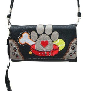Dog Paw Print Wallet Women Crossbody Wristlet
